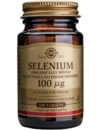 Solgar Seleeni (hiivaton)100ug ravintolisä 100 tabl.