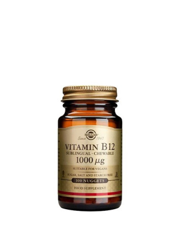 Solgar B12-vit 100 imeskelytablettia 1000 µg (syanokobalamiini)