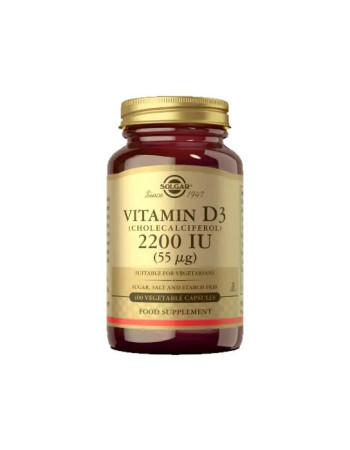 Solgar D3-vitamiini 2200 IU (55 ug), 100 kaps.