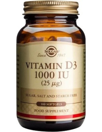 Solgar D3-Vitamiini 1000IU 25mcg (kalanmaksaöljystä)