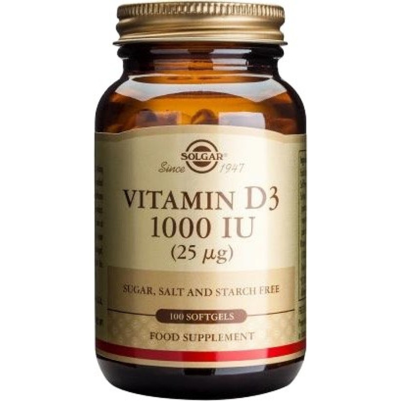 Solgar D3-Vitamiini 1000IU 25mcg (kalanmaksaöljystä)