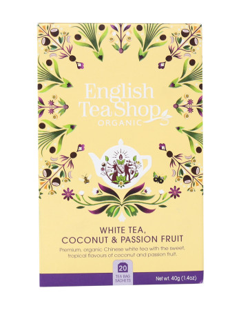 English Tea Shop Luomu Valkoinen Tee White Tea, Coconut & Passion Fruit 20 pss