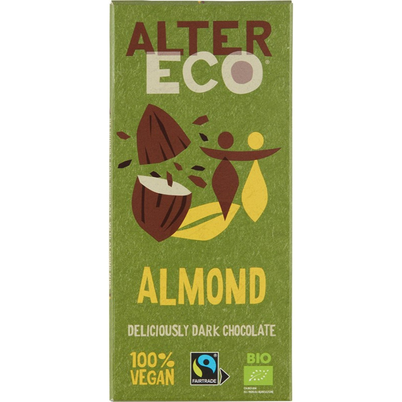 Alter Eco 60% Tumma Suklaa Mantelilla 100g luomu, reilukauppa