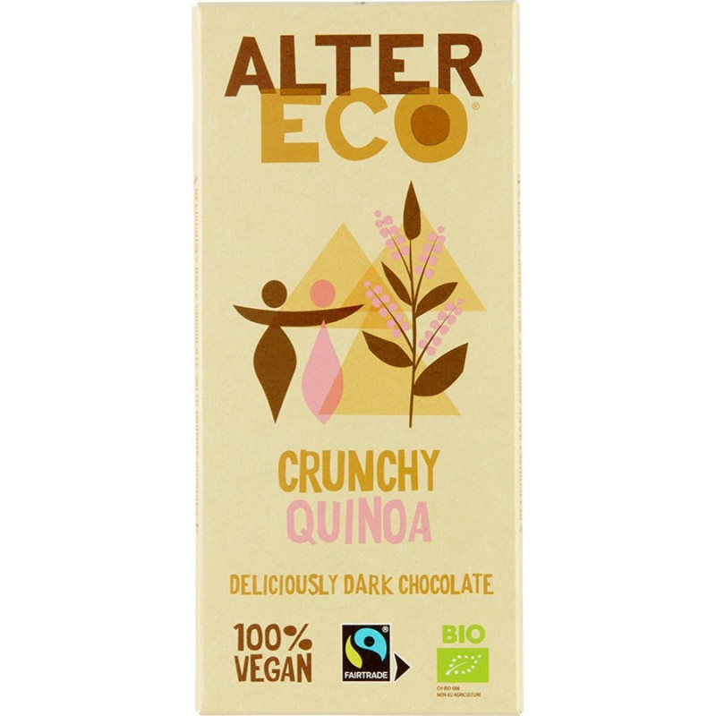 Alter Eco 60% Tumma suklaa, puffattu kvinoa & riisi 100g luomu, reilukauppa