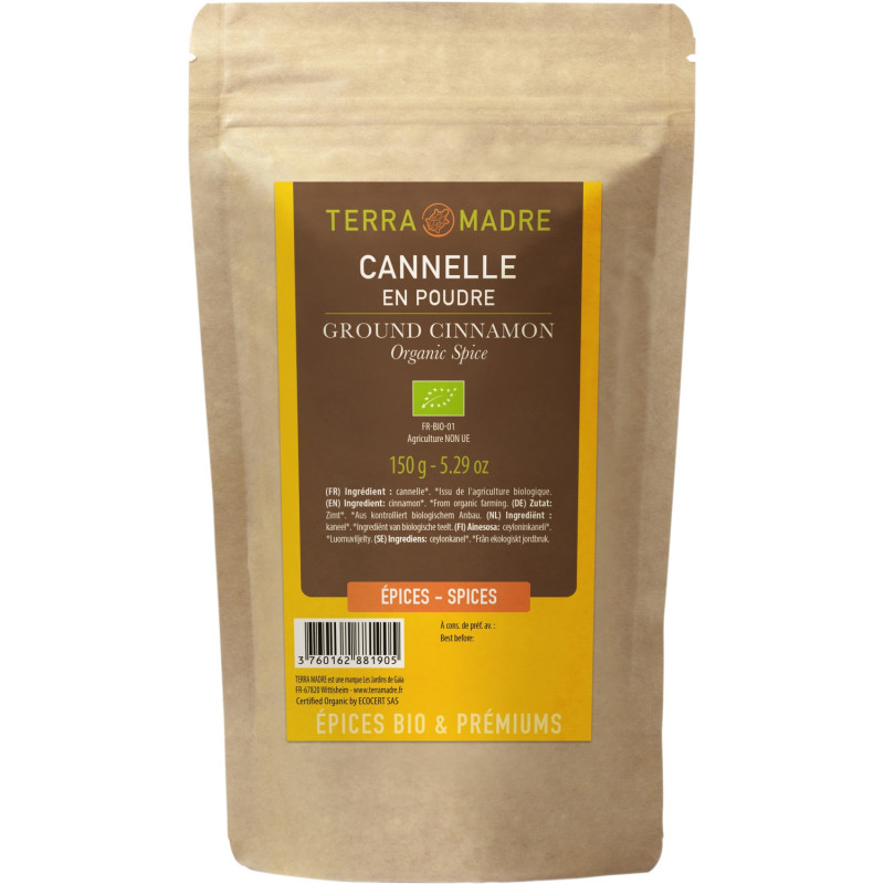 Terra Madre Luomu jauhettu Ceylon kaneli täyttöpussi 150g