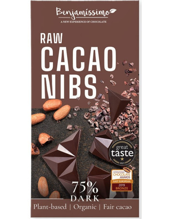 Tumma suklaa 75 %, kaakaonibs 60 g, Benjamissimo