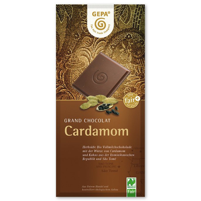 Gepa Grand kardemumma maitosuklaa luomu 100g sis maitoa