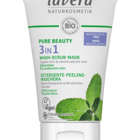 Lavera Pure Beauty 3in1 puhdistuaine 125m pesee,kuorii&naamiona