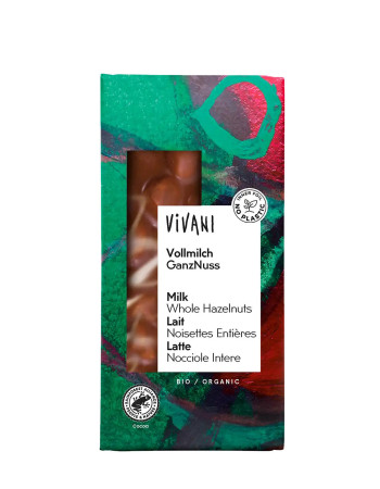 Vivani hasselpähkinä maitosuklaa luomu 100g (sis. maitoa)