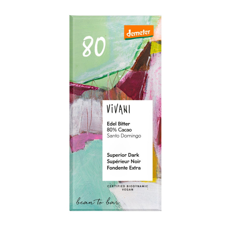 Vivani Demeter Tummasuklaa 80% 90g