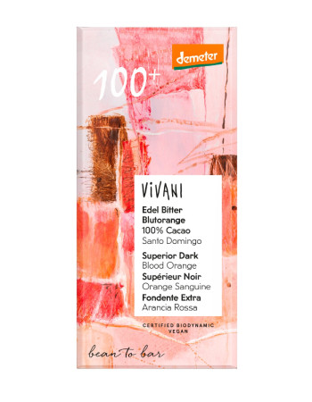 Vivani demeter tumma suklaa 100% + veriappelsiini 90g