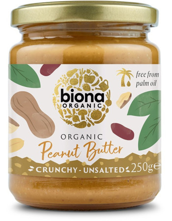 Biona maapähkinävoi crunchy suolaton 250g luomu