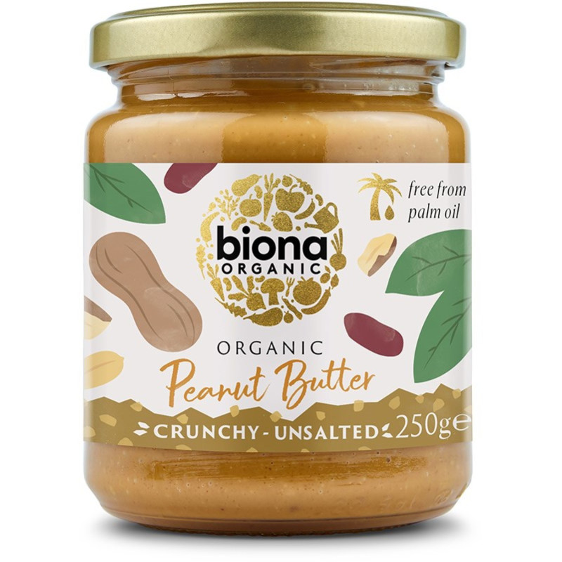 Biona maapähkinävoi crunchy suolaton 250g luomu