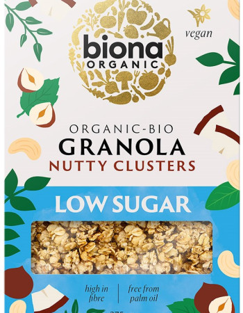 Pähkinägranola, vähäsokerinen 375 g, Biona