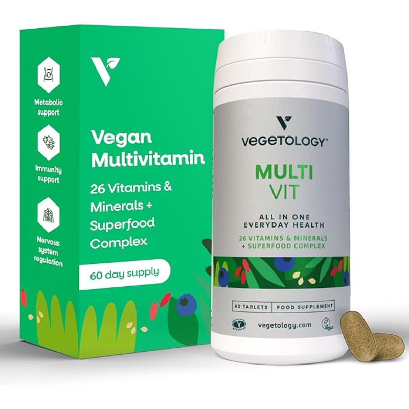 Vegetology Multi Vit – Täydellinen monivitamiini- ja mineraalivalmiste kasvissyöjille (60 tabl)