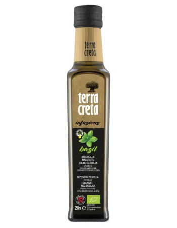 Terra Creta oliiviöljy luomu 250ml Bio Infusion basilikalla maustettu