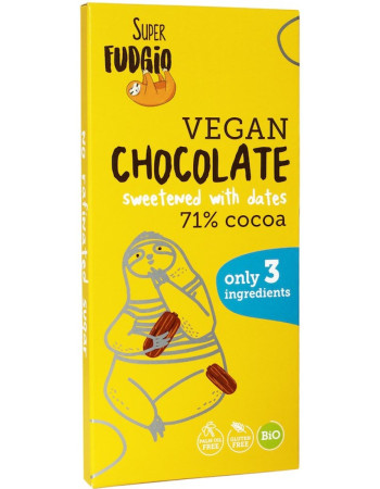 Super Fudgio 71% vegaaninen suklaa 80g makeutettu taatelilla, gluteeniton, luomu