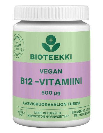 Bioteekki B12-vitamiini Vegan 500 μg, 120 imeskelytablettia