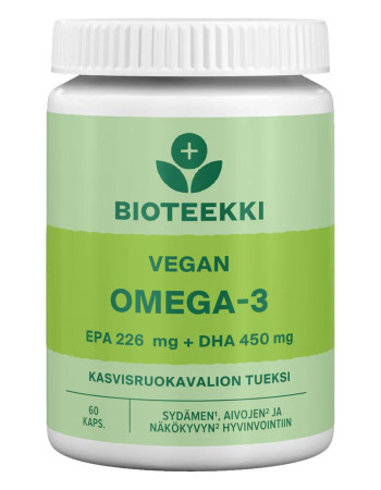Bioteekki Vegan Omega-3 – DHA 450 mg & EPA 226 mg (60 kapselia)
