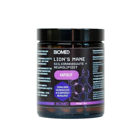 Biomed Lion´s Mane siiliorakasuute + neurolipidit 90 kaps 