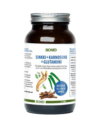 Biomed Sinkki + Karnosiini + Glutamiini - Juomajauhe 120g