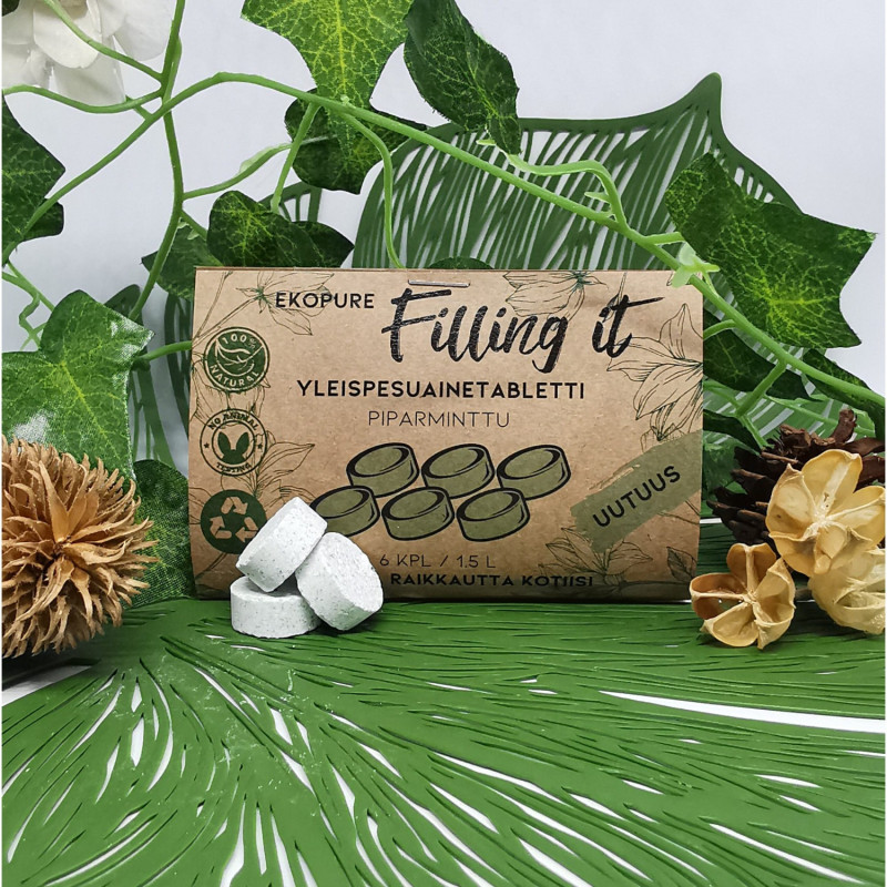 TARJOUS Ekopure Fillling it Yleispesuainetabletti 6kpl hajusteeton (norml 9,50€)