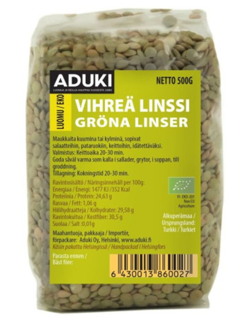 Aduki vihreä linssi luomu 500g