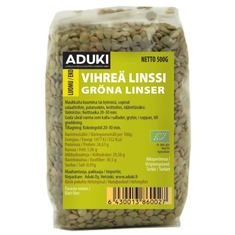 Aduki vihreä linssi luomu 500g