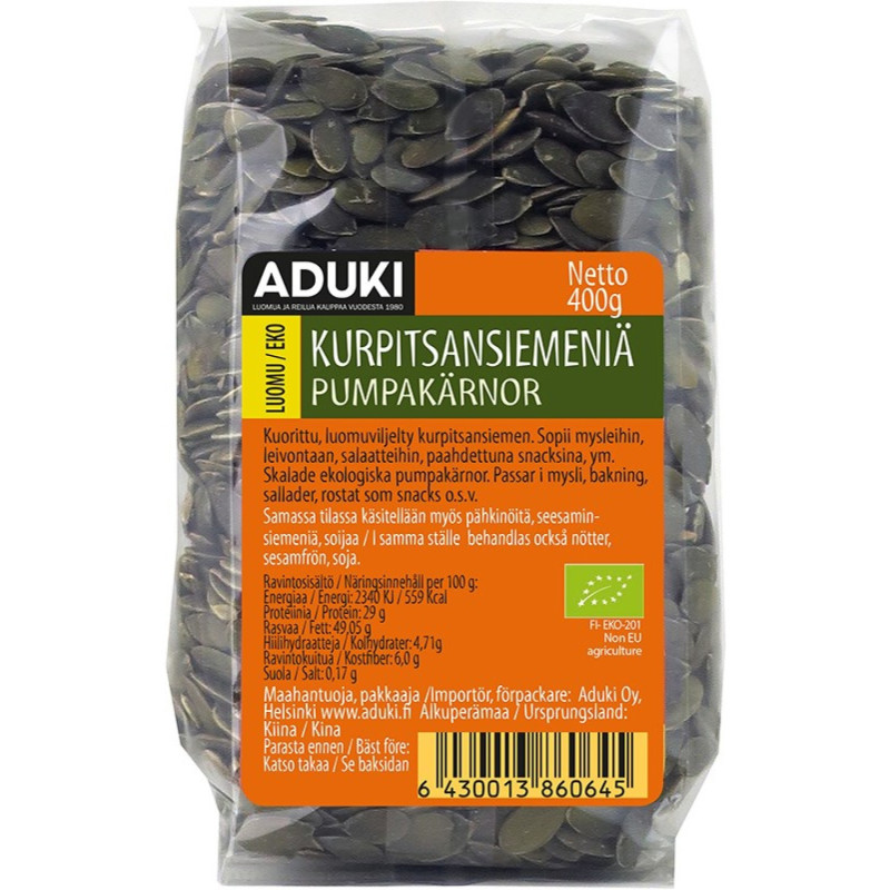 Aduki luomu Kurpitsansiemen 400 g