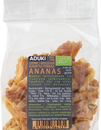 Aduki kuivattu luomu ananas 100g