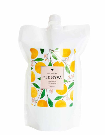 OH Hienopesuaine, appelsiini 1200ml, täyttöpakkaus 