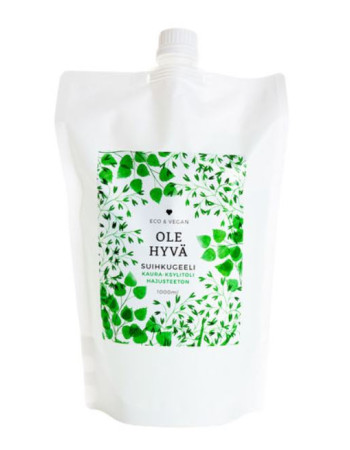Ole hyvä hajusteeton Kaura-Ksylitoli suihkugeeli täyttöpakkaus 1000ml 