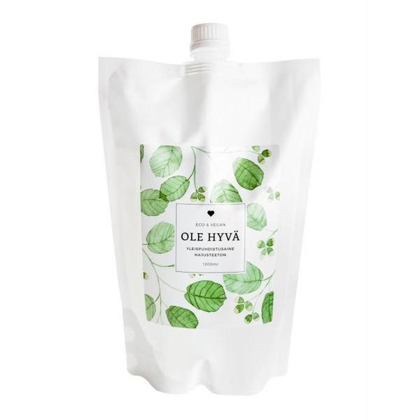 Ole hyvä yleispesuaine Hajusteeton täyttöpussi 1200ml