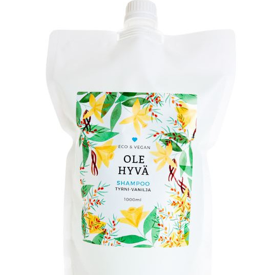 Ole Hyvä Shampoo Tyrni-Vanilja 1000ml täyttöpussi 