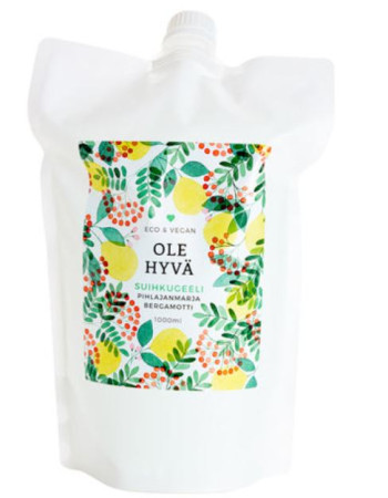 Ole hyvä pihlajanmarja bergamotti suihkugeeli täyttöpakkaus 1000ml 