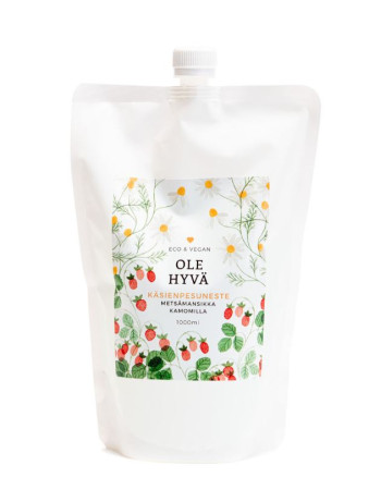Ole hyvä Metsämansikka-kamomilla käsienpesuneste täyttöpakkaus 1000ml 