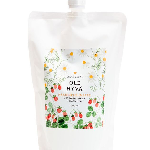 Ole hyvä Metsämansikka-kamomilla käsienpesuneste täyttöpakkaus 1000ml 