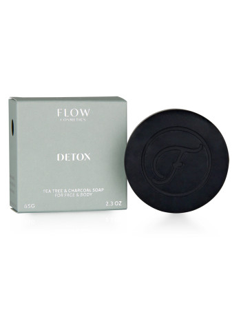 Flow cosmetics Detox syväpuhdistava teepuu + aktiivihiili saippua 65g