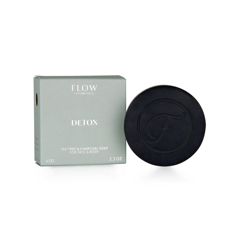 Flow cosmetics Detox syväpuhdistava teepuu + aktiivihiili saippua 65g