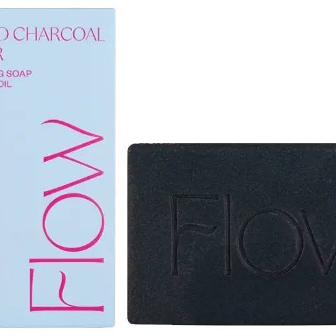 Flow Cosmetics Activated Charcoal -palasaippua kasvoille ja vartalolle 120g