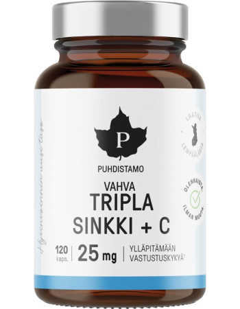 Puhdistamo Tripla Sinkki + C 25 mg 120 kapselia