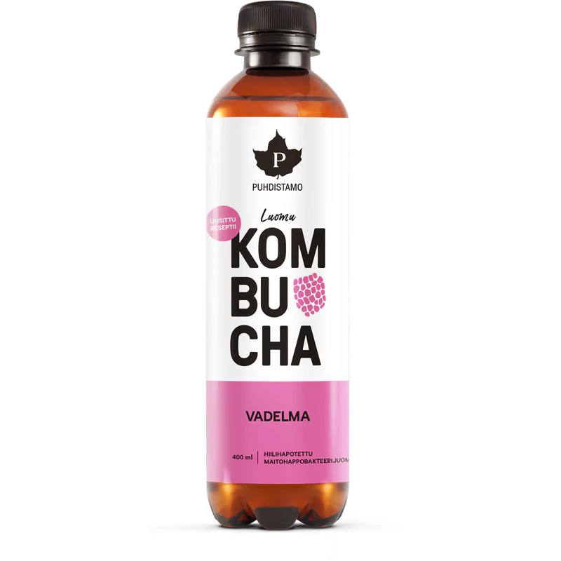 Puhdistamo Luomu Kombucha Vadelma 400ml Kesän hyvinvointilöytö