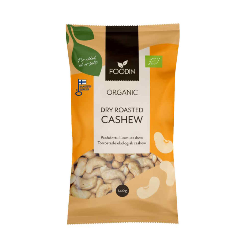 Foodin Paahdettu Cashew 140g luomu (ilman suolaa)