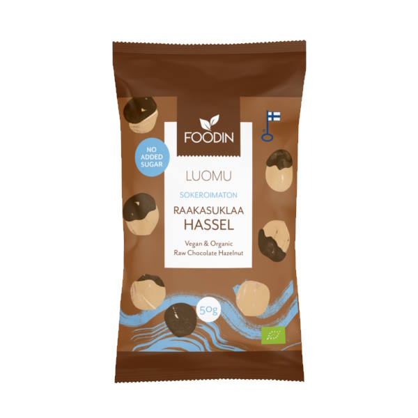 Foodin raakasuklaa hasselpähkinä sokeroimaton 50g