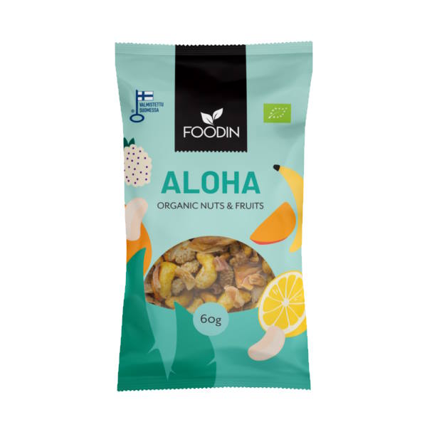Foodin Nuts & Fruits, Aloha, luomu, 60g
