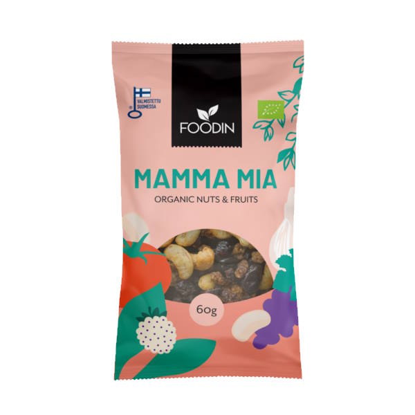 Foodin Nuts & Fruits, Mamma Mia luomu, 60g