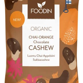 Foodin Chai-Orange Raakasuklaacashew luomu, 60g 