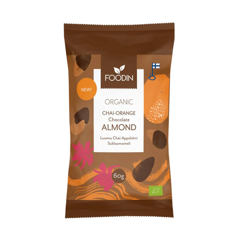 Foodin Chai-orange raakasuklaamanteli 60g Luomu 