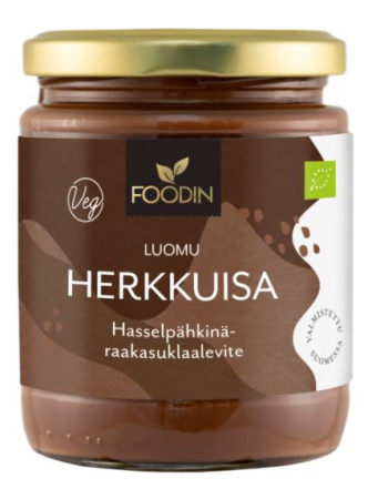 Foodin Herkkuisa 250g hasselpähkinä-raakasuklaalevite luomu 