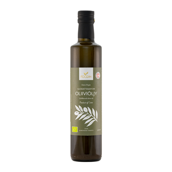 Foodin Suodattamaton Oliiviöljy, Extra Virgin, Luomu 500ml